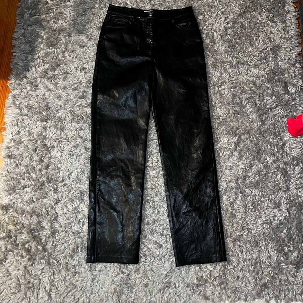 Aritzia Wilfred The Melina leather straight leg pants size 6